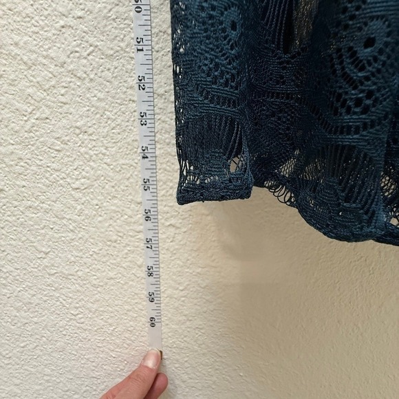 NWT Lace Maxi Dress Sm Teal Blue Gold Party Cocktail Romantic Lacey Rich Wedding - Picture 8 of 15